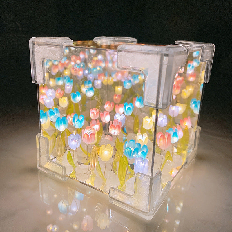 Handmade DIY Tulip Flower Night Light – Romantic Mirror Lamp Kit