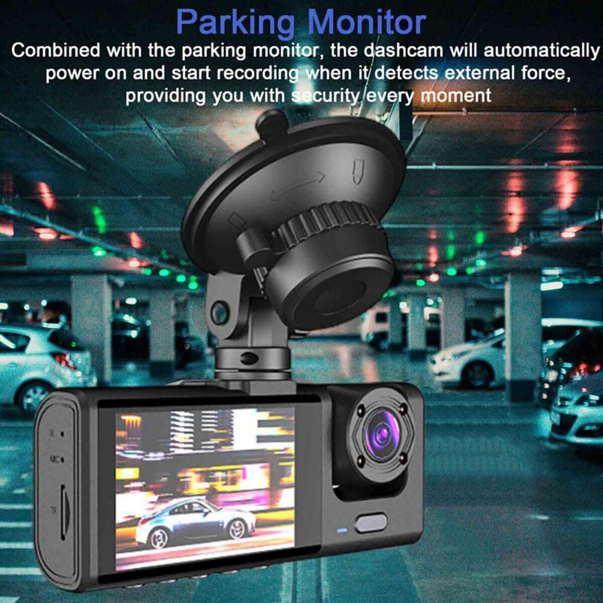 1080P -3 Channel 4K, Triple Car (Front, Rear and Inside) Dash Cam Recorder
