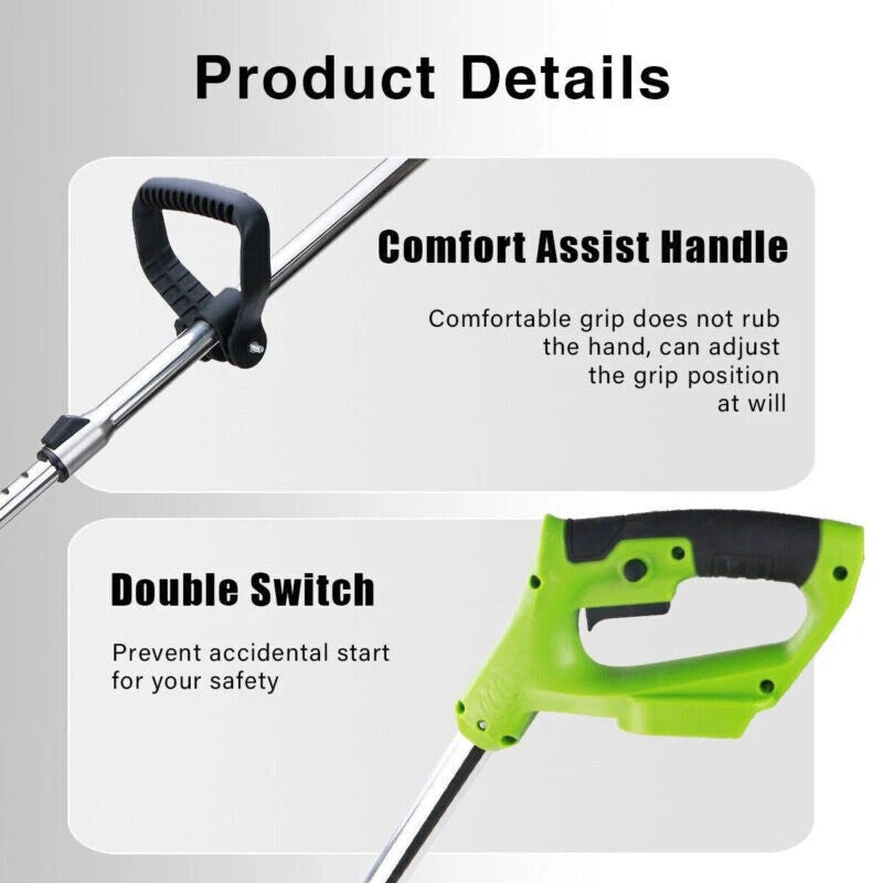 21V Cordless Grass Trimmer/Tree Cutter/Garden Edger Electric with Accessories. Batteries included