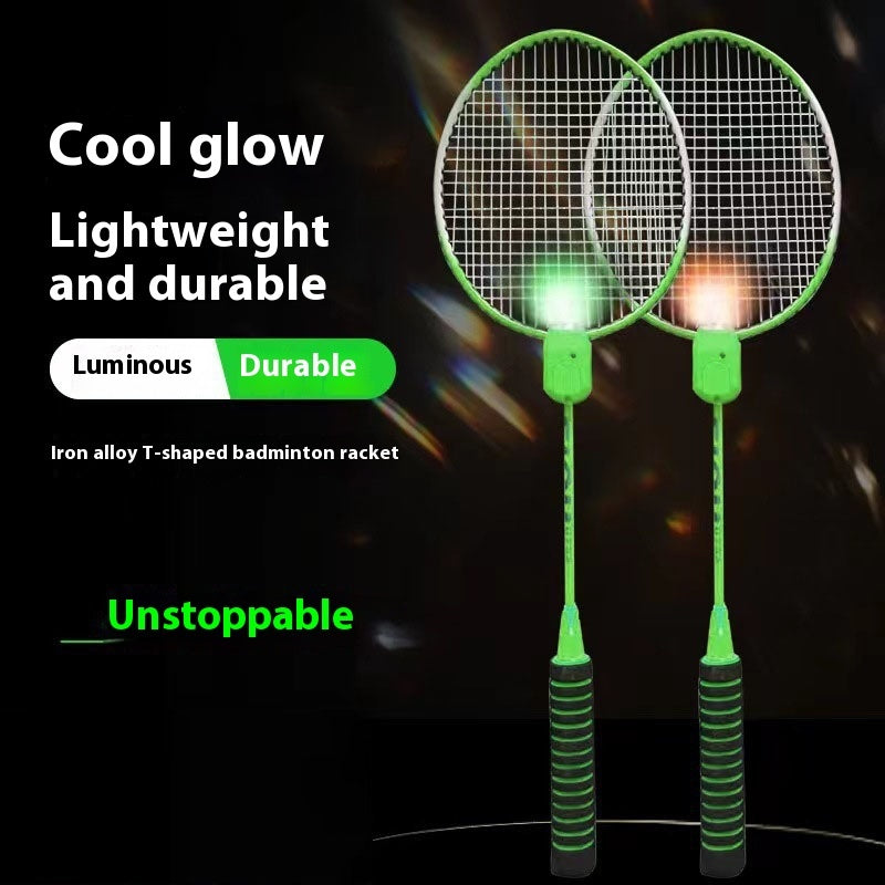 LED Colourful Luminous Badminton Racket and Shuttlecock Set.