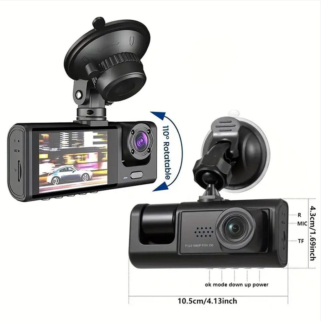1080P Dual Lens Front And Rear Camera Video Car Dash Cam Recorder G Sensor DVR