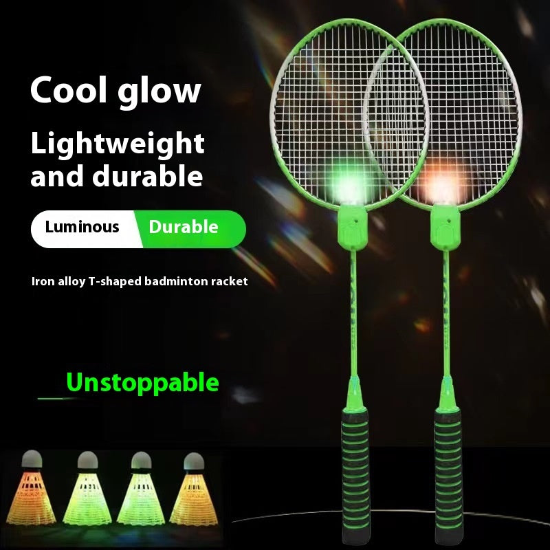 LED Colourful Luminous Badminton Racket and Shuttlecock Set.