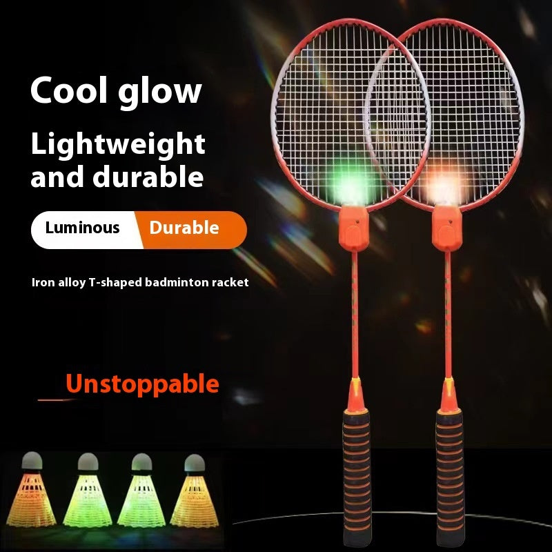 LED Colourful Luminous Badminton Racket and Shuttlecock Set.
