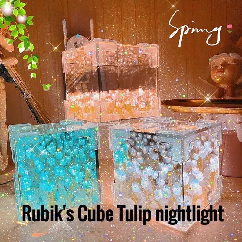 Handmade DIY Tulip Flower Night Light – Romantic Mirror Lamp Kit