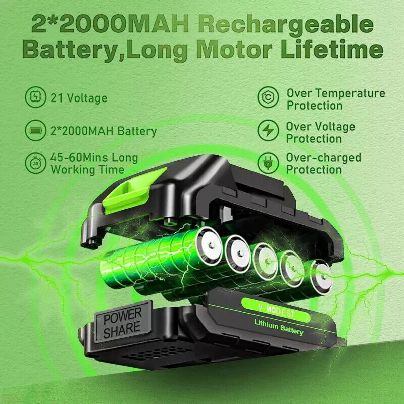 21V Cordless Grass Trimmer/Tree Cutter/Garden Edger Electric with Accessories. Batteries included