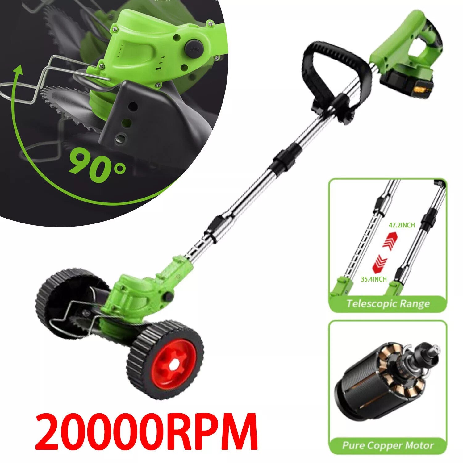 21V Cordless Grass Trimmer/Tree Cutter/Garden Edger Electric with Accessories. Batteries included