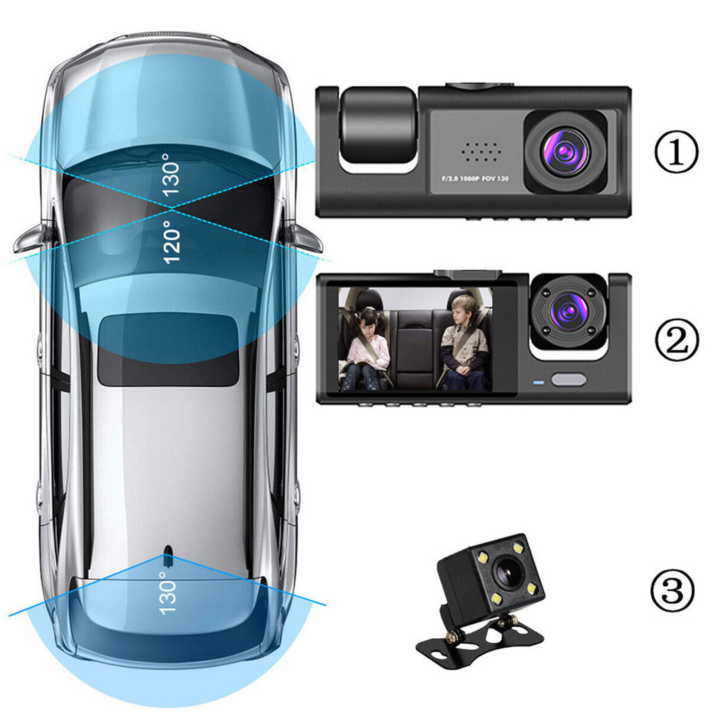 1080P Dual Lens Front And Rear Camera Video Car Dash Cam Recorder G Sensor DVR