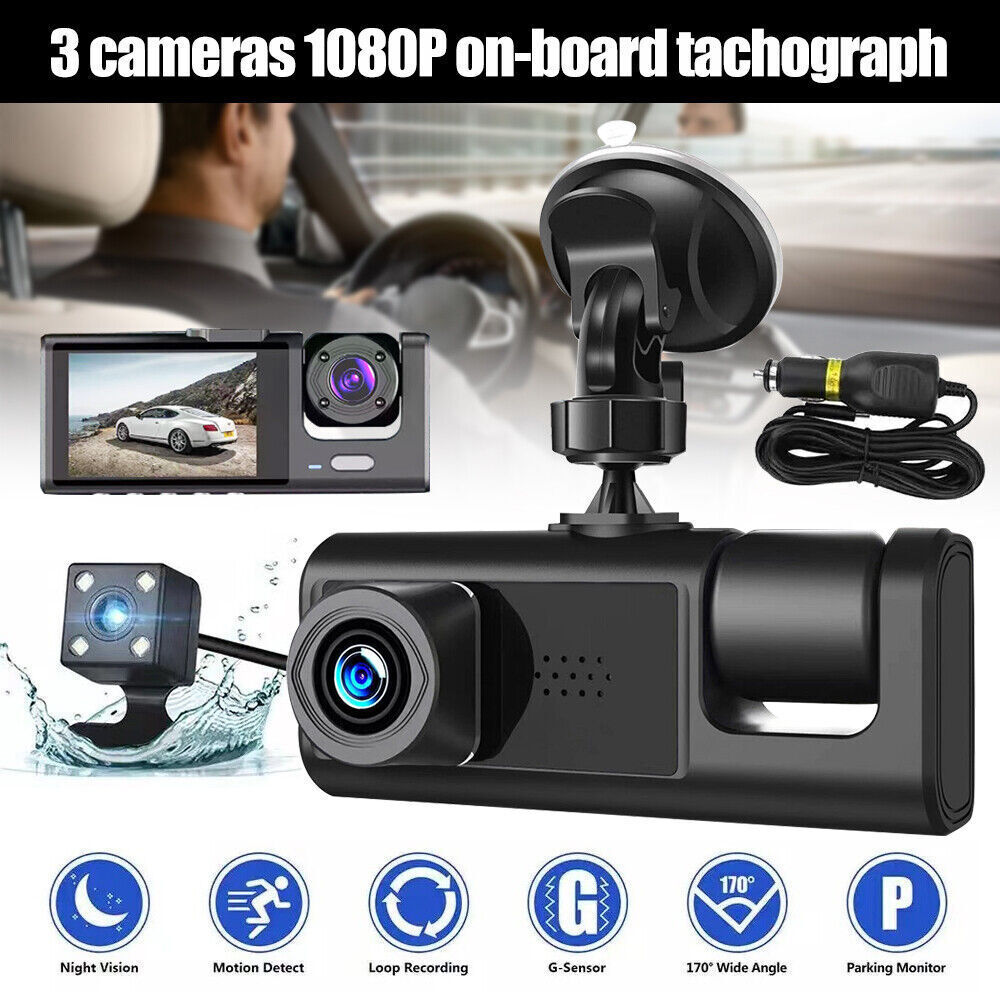 1080P Dual Lens Front And Rear Camera Video Car Dash Cam Recorder G Sensor DVR