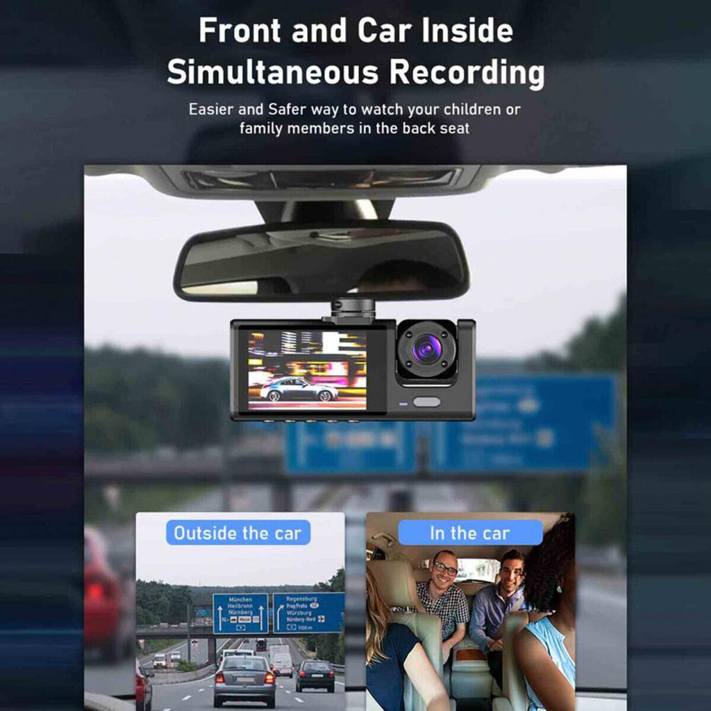 1080P Dual Lens Front And Rear Camera Video Car Dash Cam Recorder G Sensor DVR