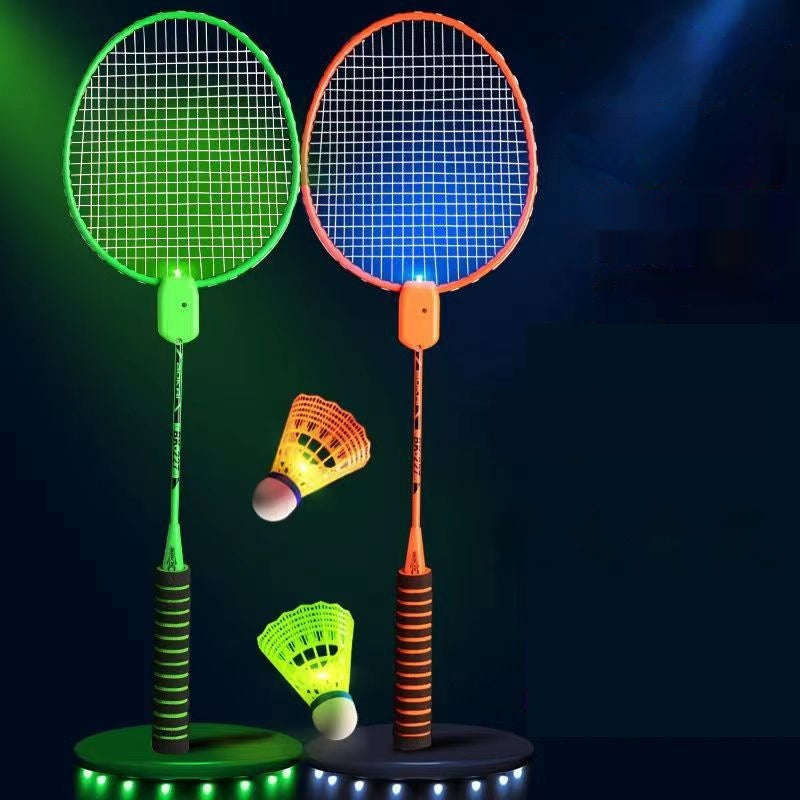 LED Colourful Luminous Badminton Racket and Shuttlecock Set.